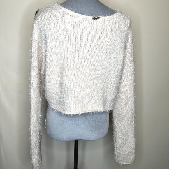 Wildfox Fuzzy Cat Sweater Size XS Cream Pink Faux Fur Wool Blend Animal Gift S - Picture 6 of 11